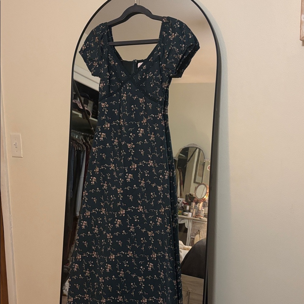 Pink Lily Dark Green Floral Maxi Dress